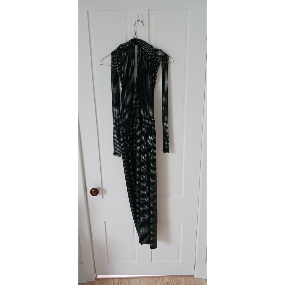 Michael Kors Black White Crystal Sleeveless Tie Back Halter Top Romper/Jumpsuit